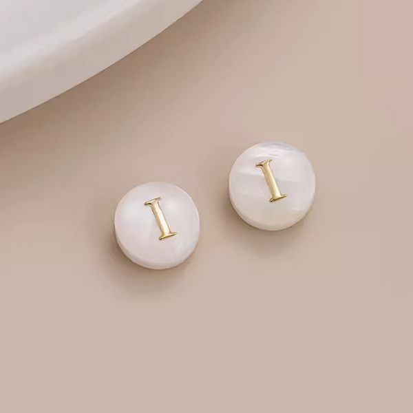 Shell Flat Beads Brass Gilded Letters Spacers Piece - PMSL-01