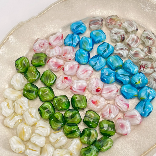 5pcs Colorful Glass Irregular Beads Jewelry Making Texture Stones