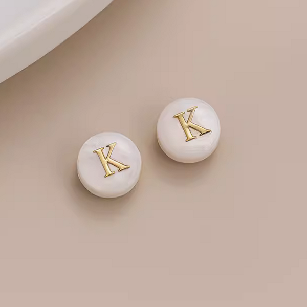 Shell Flat Beads Brass Gilded Letters Spacers Piece - PMSL-01