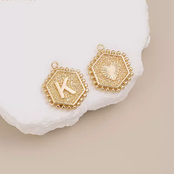 Brass Gilded Letter Words Pendant Piece Charms 14K Plated- PMAM-01