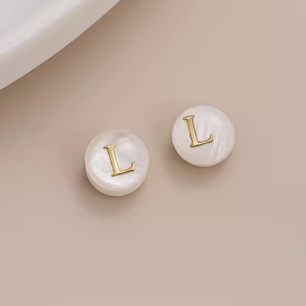 Shell Flat Beads Brass Gilded Letters Spacers Piece - PMSL-01