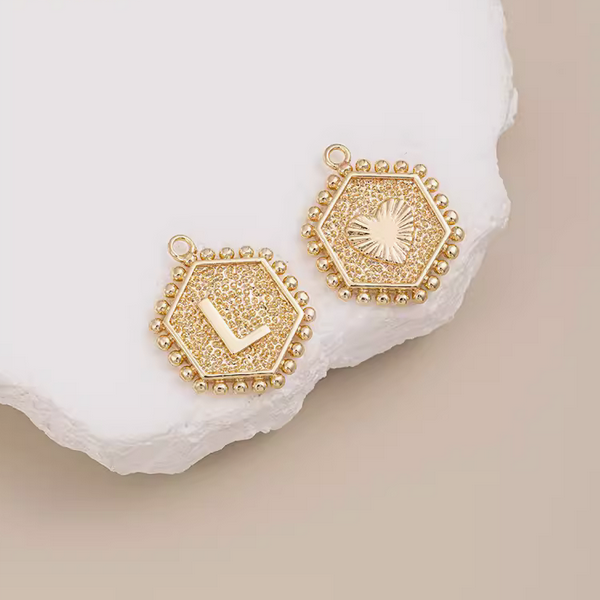 Brass Gilded Letter Words Pendant Piece Charms 14K Plated- PMAM-01