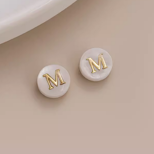 Shell Flat Beads Brass Gilded Letters Spacers Piece - PMSL-01