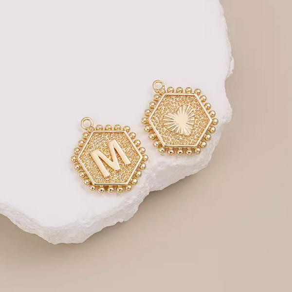 Brass Gilded Letter Words Pendant Piece Charms 14K Plated- PMAM-01