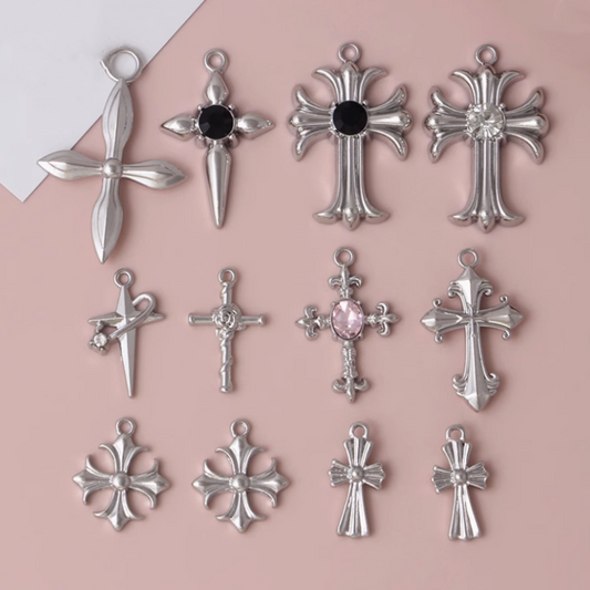 Alloy Platinum Plated Gothic Style Big Cross Pendants