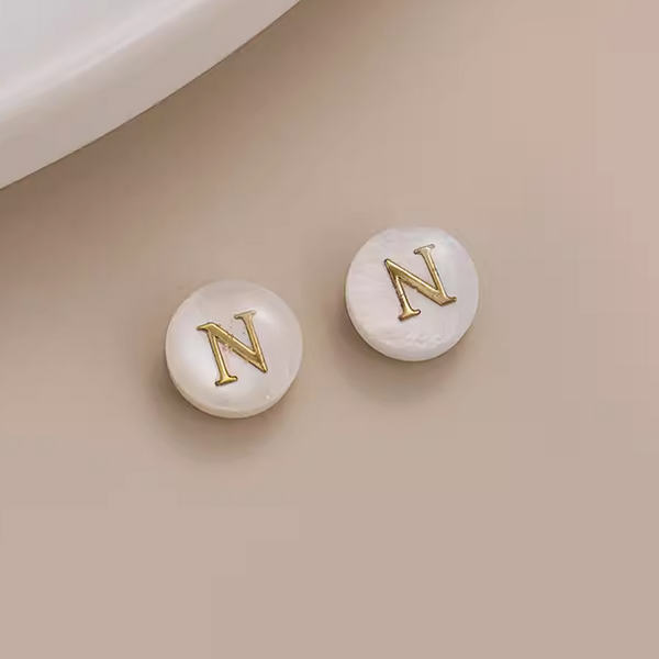 Shell Flat Beads Brass Gilded Letters Spacers Piece - PMSL-01