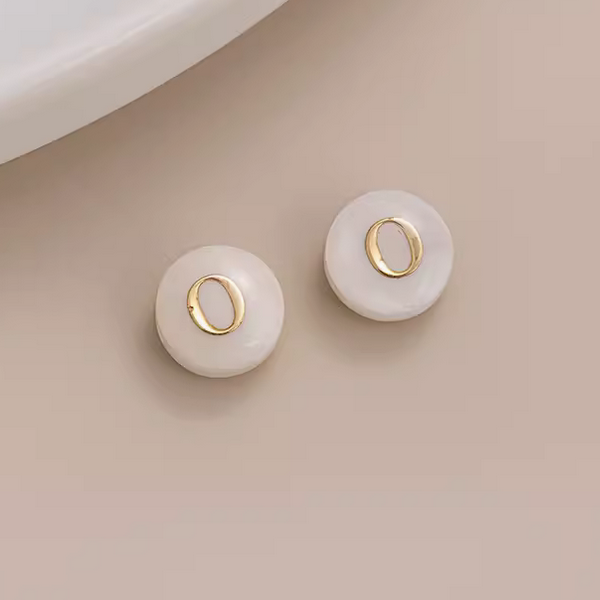 Shell Flat Beads Brass Gilded Letters Spacers Piece - PMSL-01