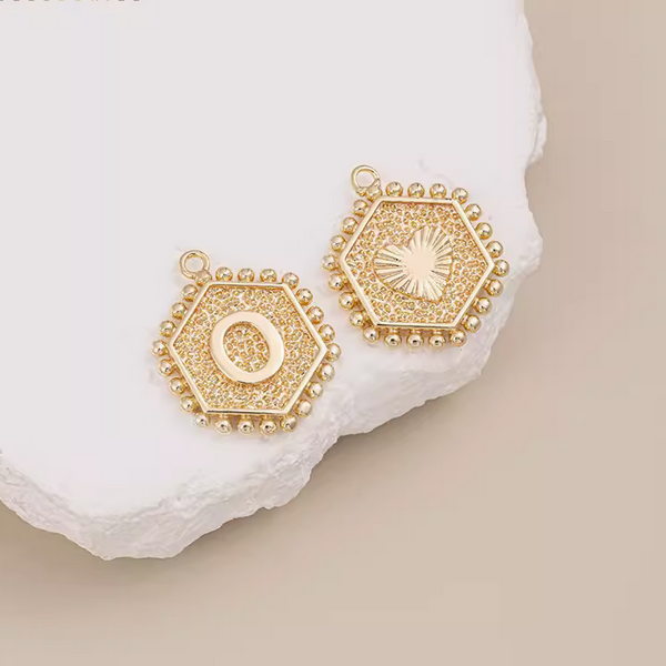 Brass Gilded Letter Words Pendant Piece Charms 14K Plated- PMAM-01