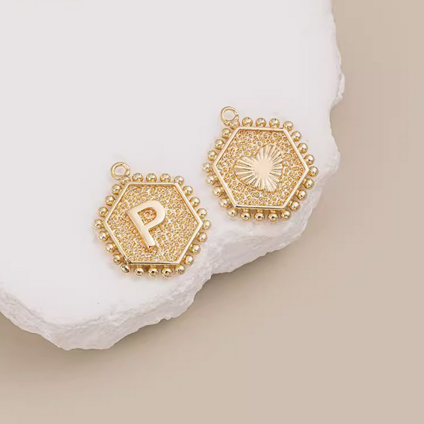 Brass Gilded Letter Words Pendant Piece Charms 14K Plated- PMAM-01