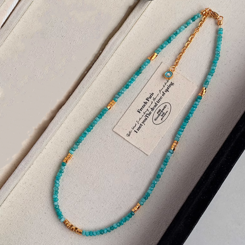 Nature Gemstone Bluish Green Quartz Beads Light Luxury Dopamine Conspicuous Jewelry