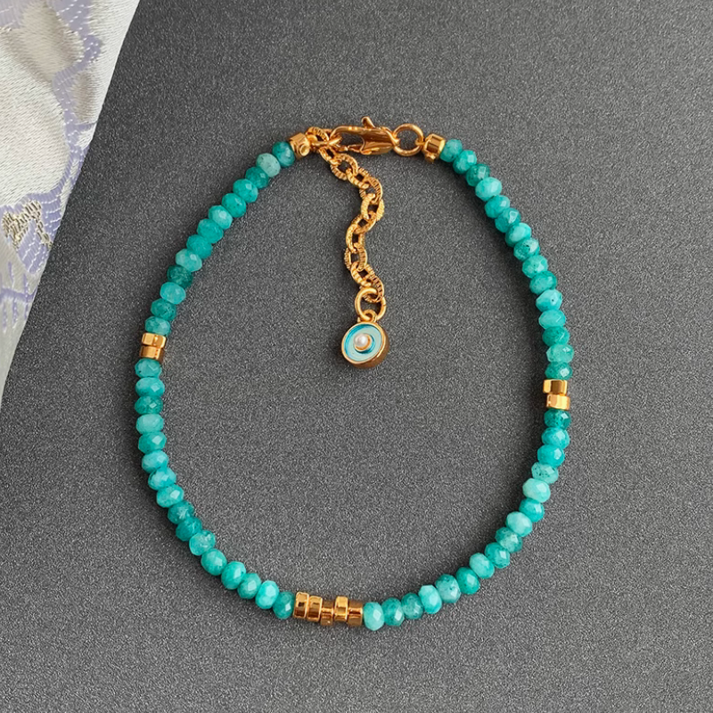 Nature Gemstone Bluish Green Quartz Beads Light Luxury Dopamine Conspicuous Jewelry