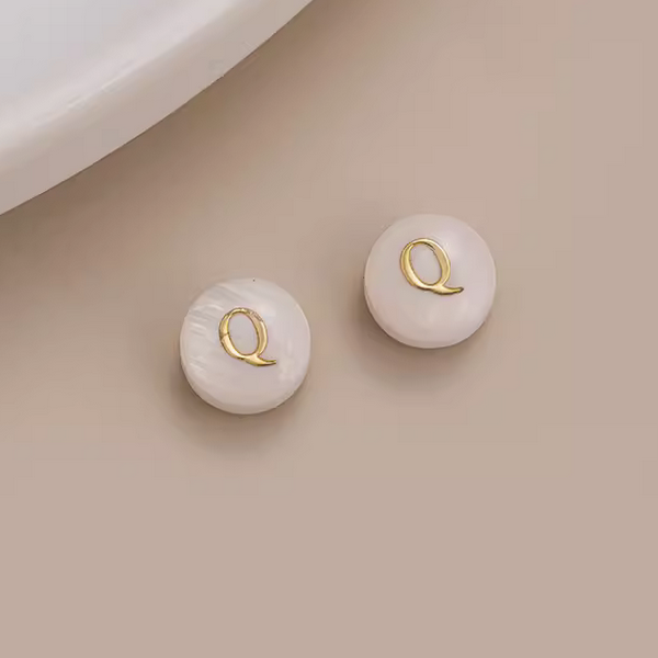 Shell Flat Beads Brass Gilded Letters Spacers Piece - PMSL-01