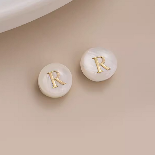 Shell Flat Beads Brass Gilded Letters Spacers Piece - PMSL-01