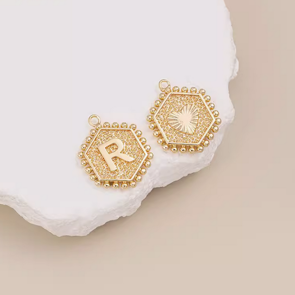 Brass Gilded Letter Words Pendant Piece Charms 14K Plated- PMAM-01