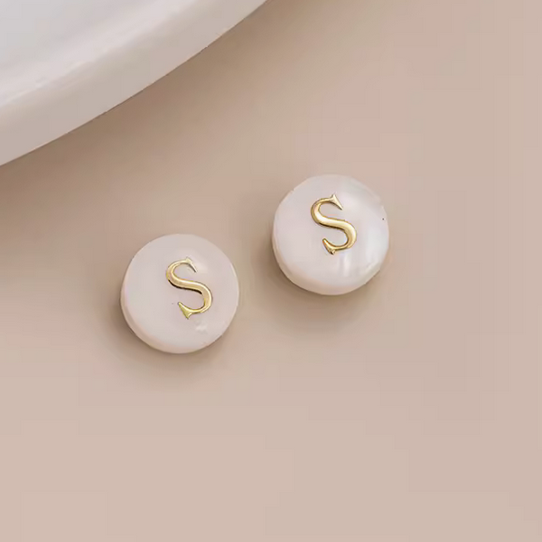 Shell Flat Beads Brass Gilded Letters Spacers Piece - PMSL-01
