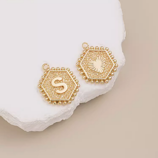 Brass Gilded Letter Words Pendant Piece Charms 14K Plated- PMAM-01