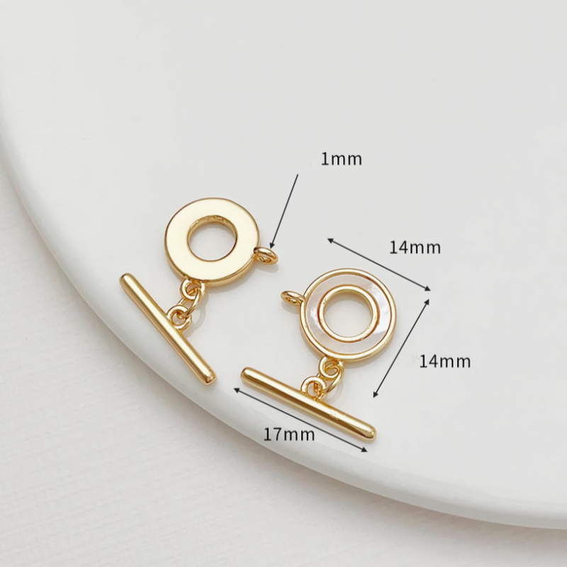 Brass Gilded Shell Round Ring Toggle Clasp Necklace Bracelet Findings