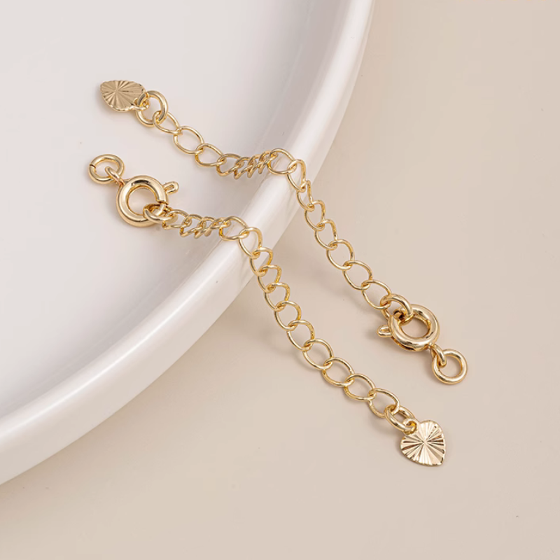 Brass Spring Ring Circle Clasp With Extend Chain Necklace Bracelet Connector Buckle