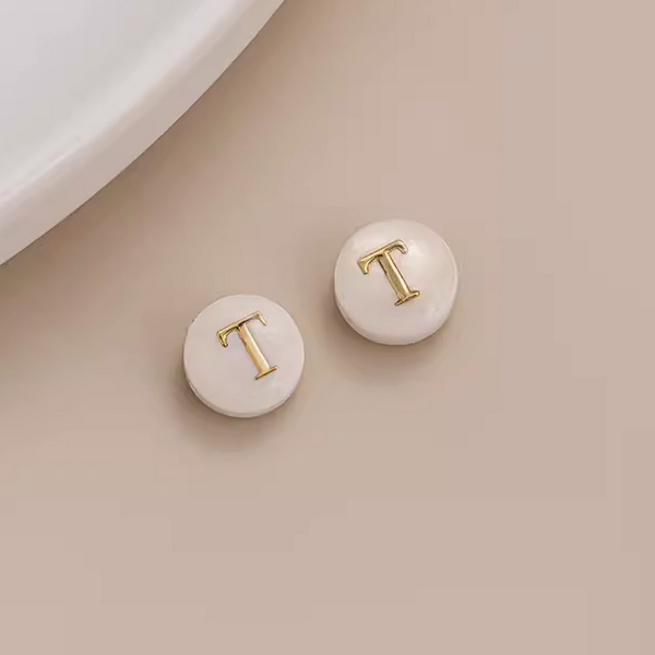 Shell Flat Beads Brass Gilded Letters Spacers Piece - PMSL-01