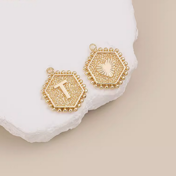 Brass Gilded Letter Words Pendant Piece Charms 14K Plated- PMAM-01
