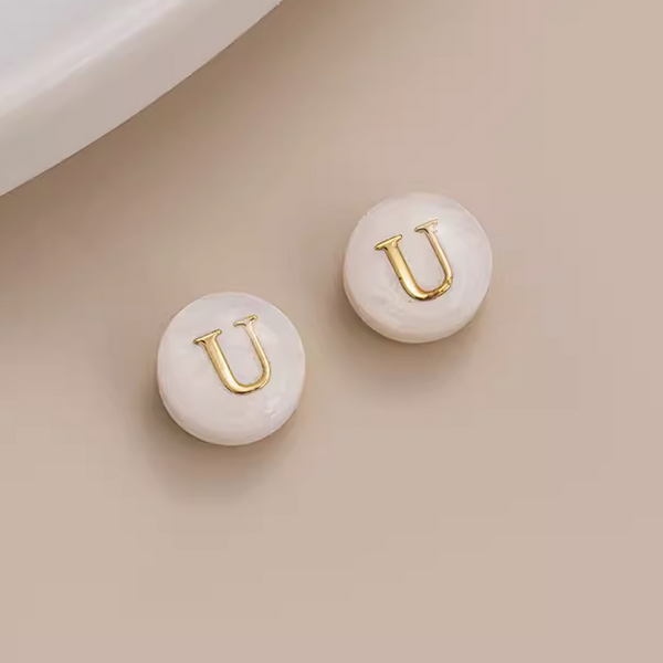 Shell Flat Beads Brass Gilded Letters Spacers Piece - PMSL-01