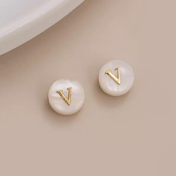 Shell Flat Beads Brass Gilded Letters Spacers Piece - PMSL-01