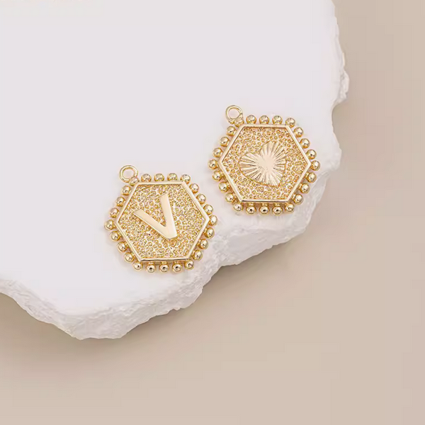Brass Gilded Letter Words Pendant Piece Charms 14K Plated- PMAM-01
