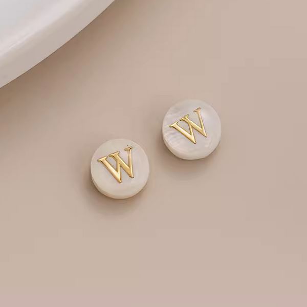 Shell Flat Beads Brass Gilded Letters Spacers Piece - PMSL-01