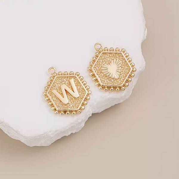 Brass Gilded Letter Words Pendant Piece Charms 14K Plated- PMAM-01