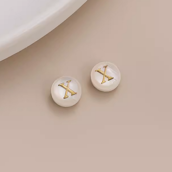Shell Flat Beads Brass Gilded Letters Spacers Piece - PMSL-01