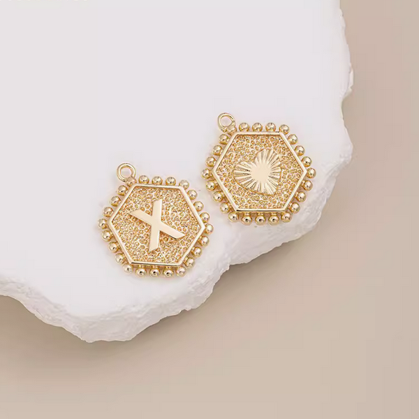 Brass Gilded Letter Words Pendant Piece Charms 14K Plated- PMAM-01