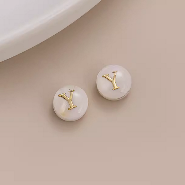 Shell Flat Beads Brass Gilded Letters Spacers Piece - PMSL-01