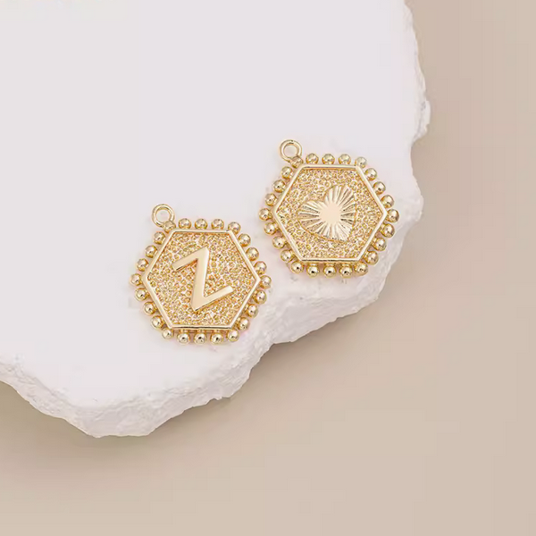 Brass Gilded Letter Words Pendant Piece Charms 14K Plated- PMAM-01