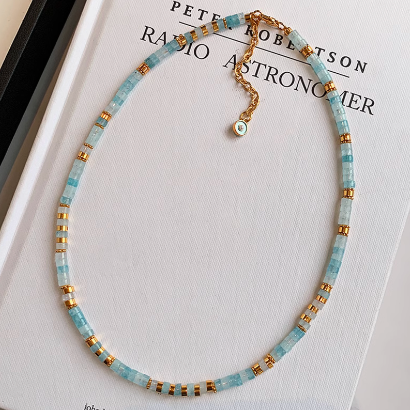 Aquamarine Gemstone Girls Women Gift Nature Necklace and Bracelet
