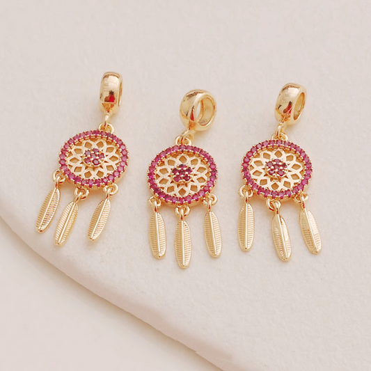 Alloy Gilded Dream Catcher Pendants Jewelry Charms