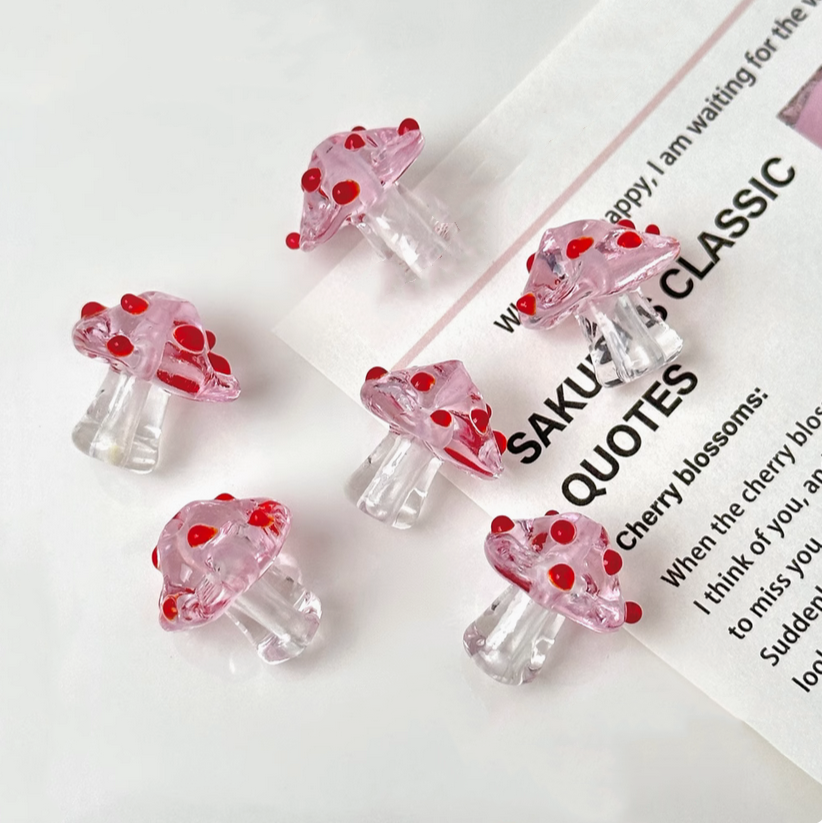 Glass Mushroom Charms Pendant Jewelry Making Spacers