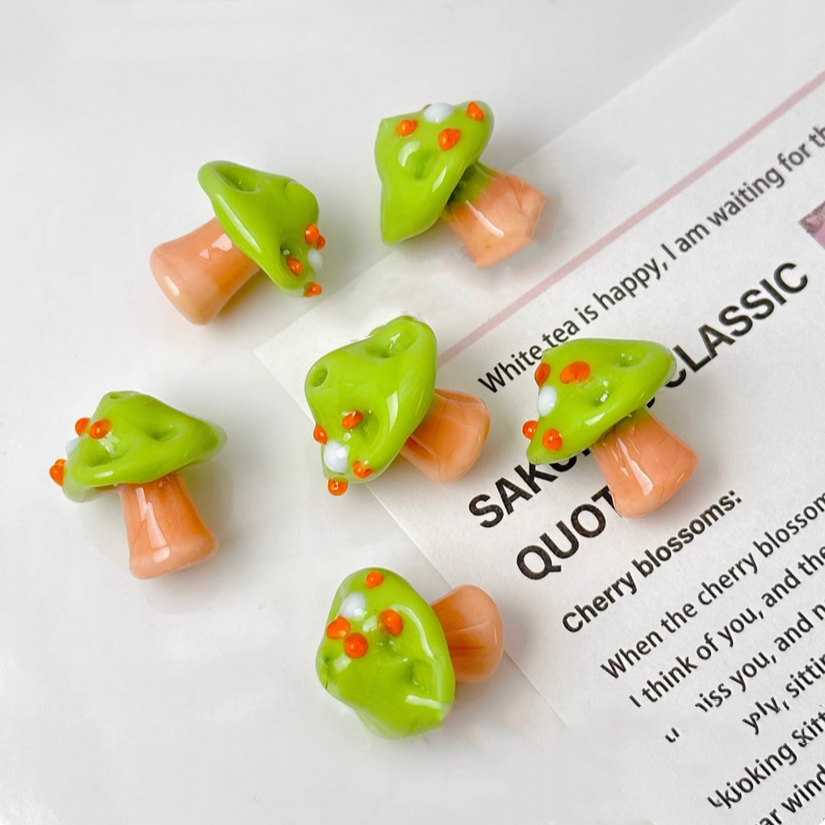 Glass Mushroom Charms Pendant Jewelry Making Spacers