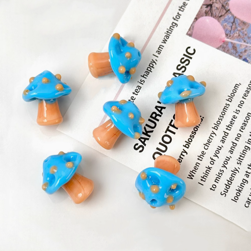 Glass Mushroom Charms Pendant Jewelry Making Spacers