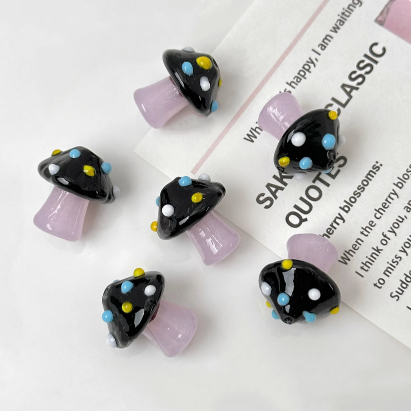 Glass Mushroom Charms Pendant Jewelry Making Spacers