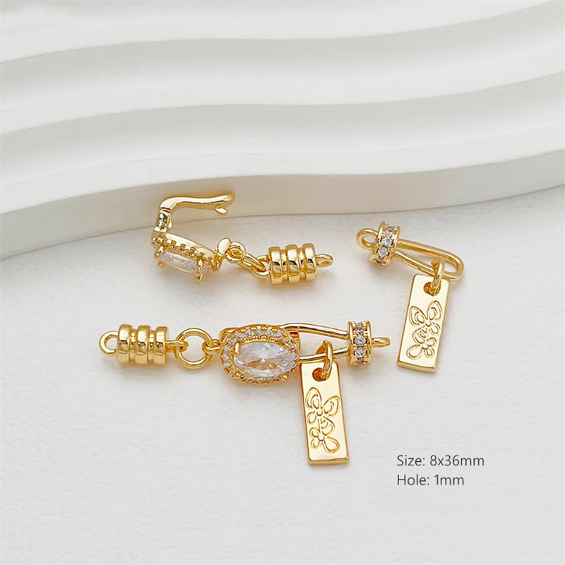 Brass High Crystal Big Diamond Zircon Hook Clasps Connector