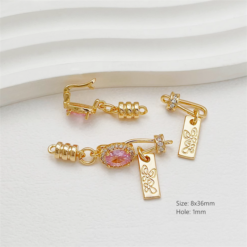 Brass High Crystal Big Diamond Zircon Hook Clasps Connector