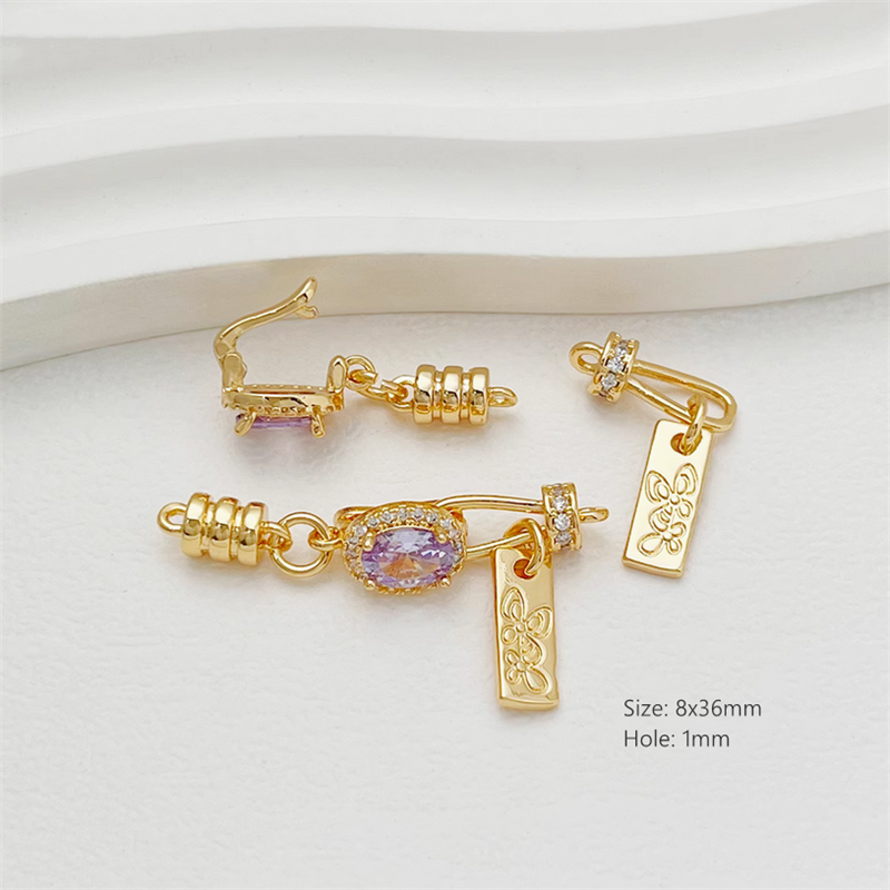 Brass High Crystal Big Diamond Zircon Hook Clasps Connector