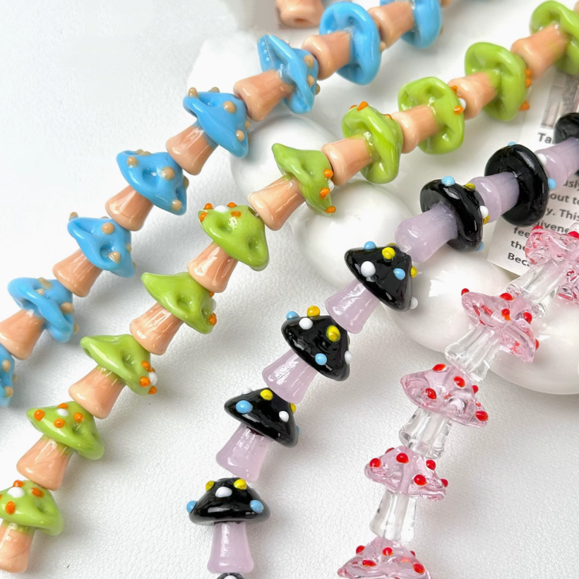 Glass Mushroom Charms Pendant Jewelry Making Spacers
