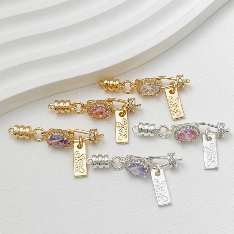Brass High Crystal Big Diamond Zircon Hook Clasps Connector