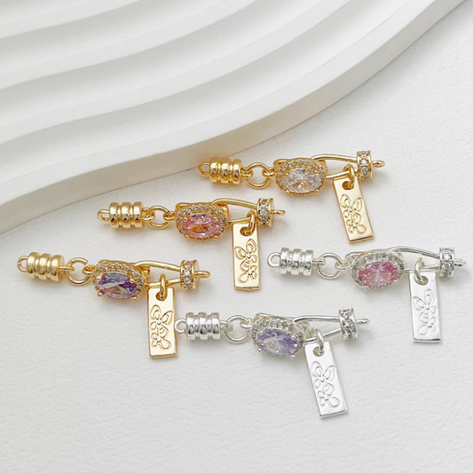 Brass High Crystal Big Diamond Zircon Hook Clasps Connector