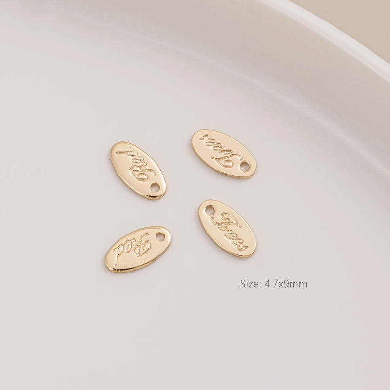 Brass Gilded Charms Pendant Piece Coin Ellipse Rectangle Plate