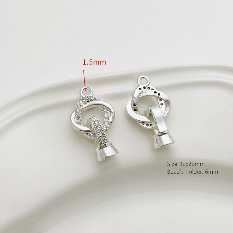 Brass Zircon Ring And Twister Clasp Snap Buckle Jewelry Connector