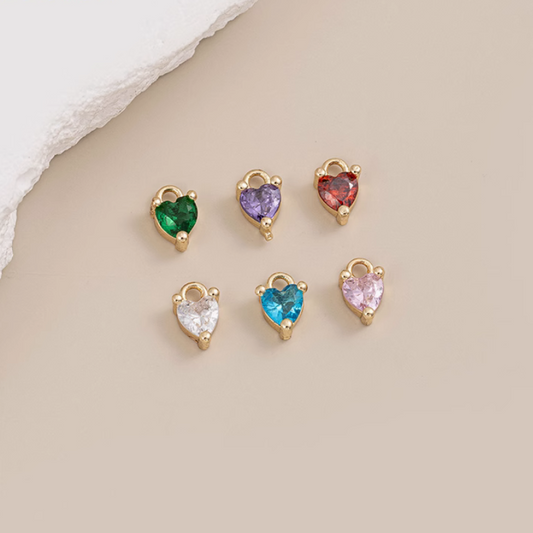 Brass Zircon Tiny Heart Diamond Pendants Jewelry Findings
