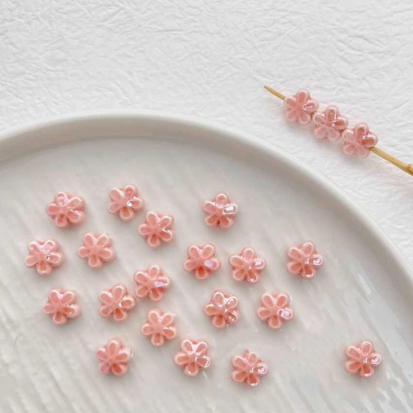 Ceramics Glazed Flower Beads Spare Spacers