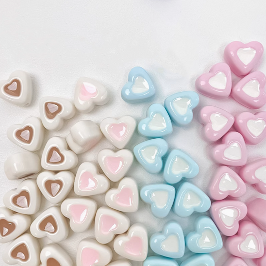 5pcs Acrylic Two Color Heart Shape Beads Spare Spacers